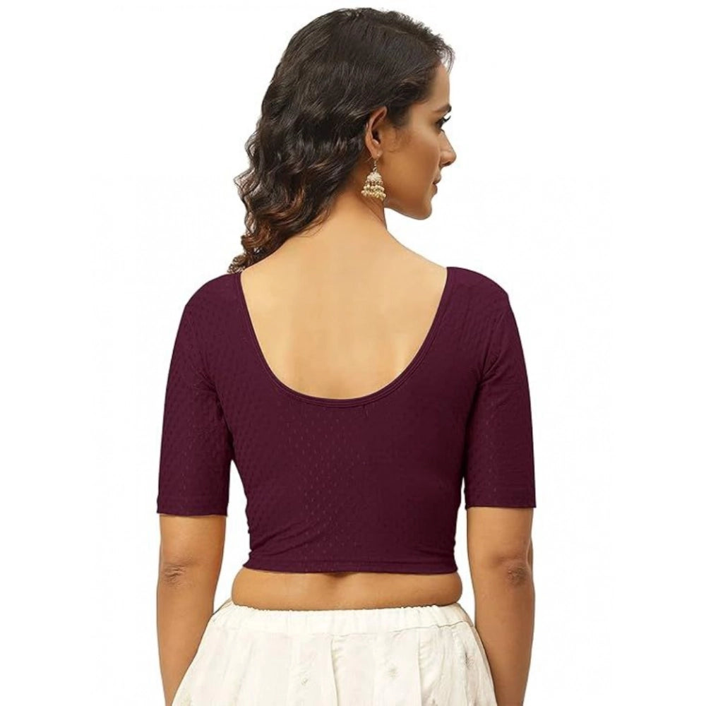 Purple hosiery printed crop blouse set - non-padded, short sleeves