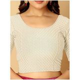 Hosiery printed short sleeves round neck crop blouse set (white) - Pack of 2 for women's casual wear