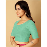 Teal hosiery printed short sleeves crop blouse pack of 2 for women's fashion