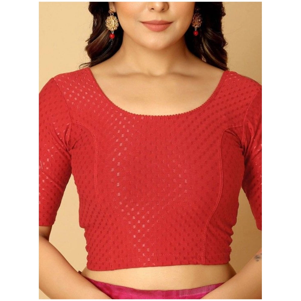Red hosiery printed crop blouse set - women's non-padded short sleeves round neck blouses