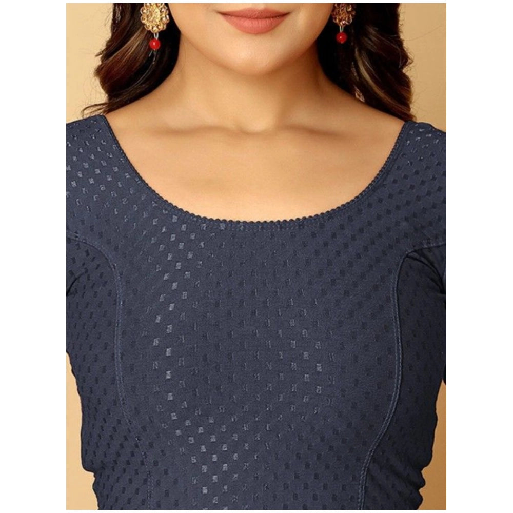Navy Blue hosiery printed short sleeves round neck non-padded blouse - pack of 2 on mannequin