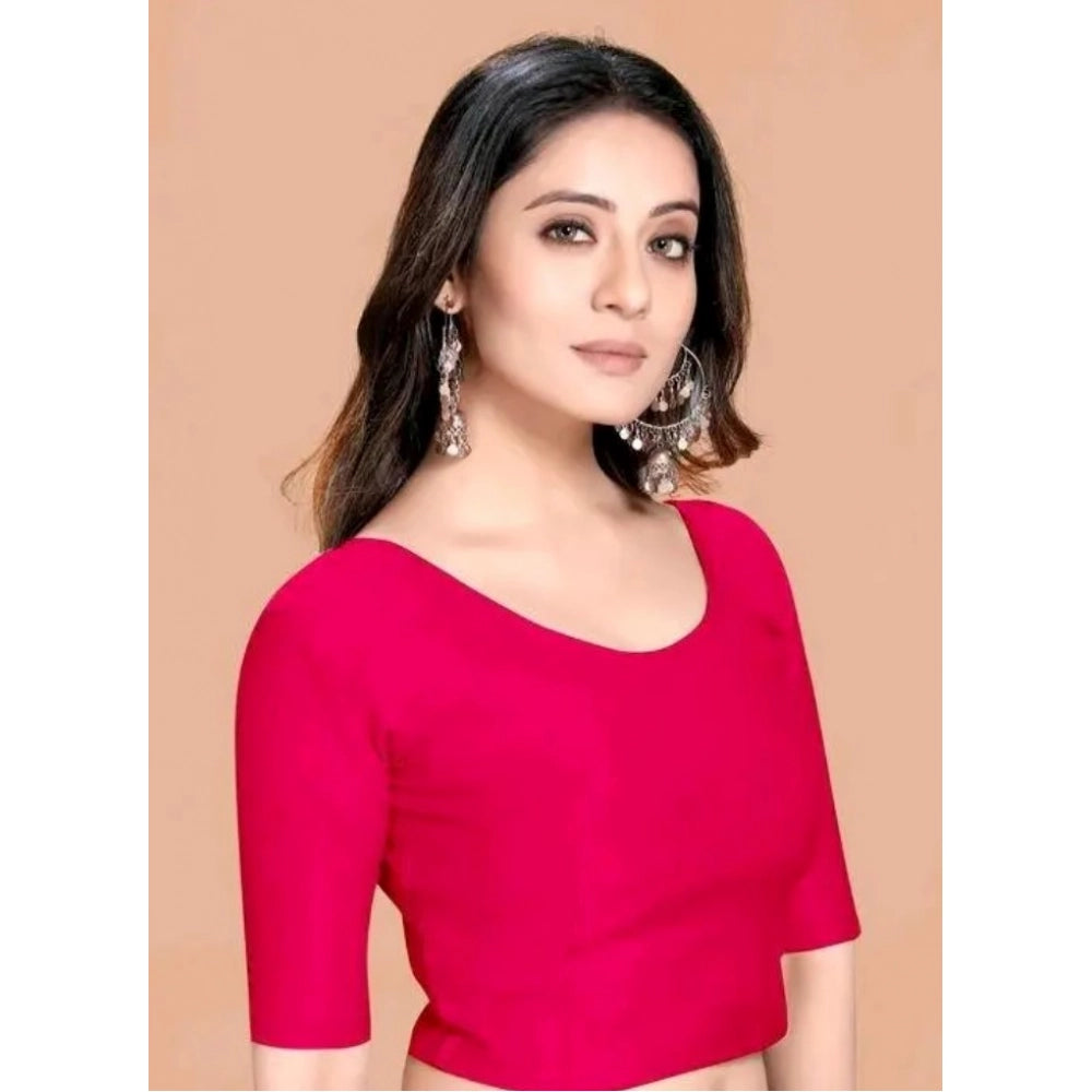 Hosiery printed pink short sleeves crop blouse set - women's non-padded round neck blouses with slip-on closure, featuring a vibrant pattern