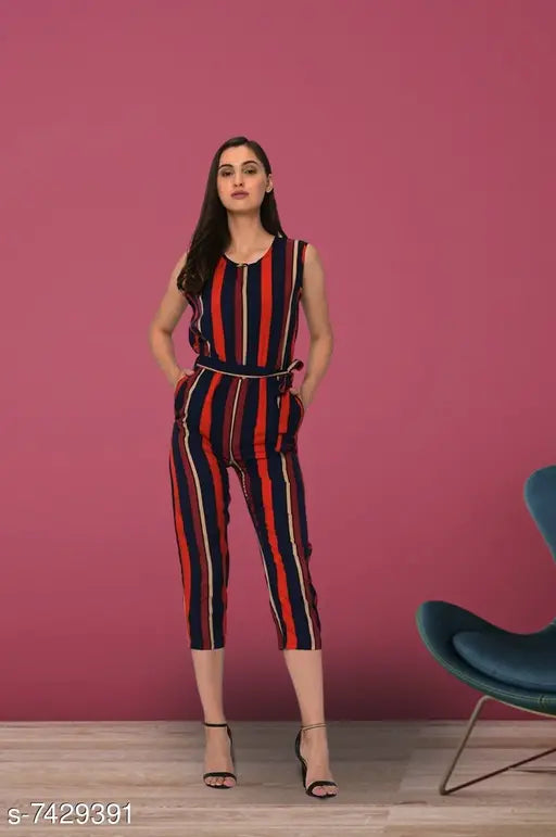 Crepe short jumpsuit for girls, printed net pattern, sleeveless style. Available in multiple sizes from S to XXL, originates from India