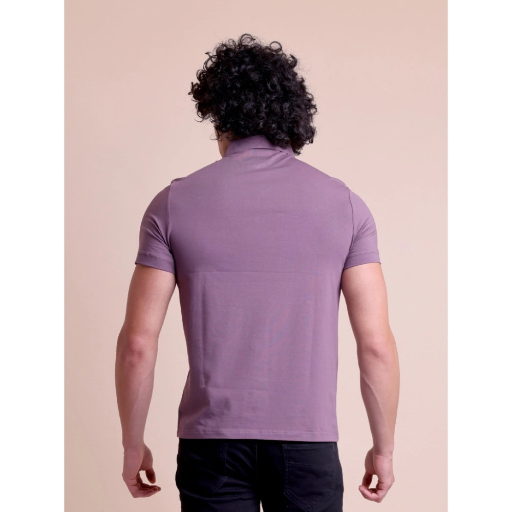 Men's casual berry cotton solid half sleeve polo neck t-shirt on white background