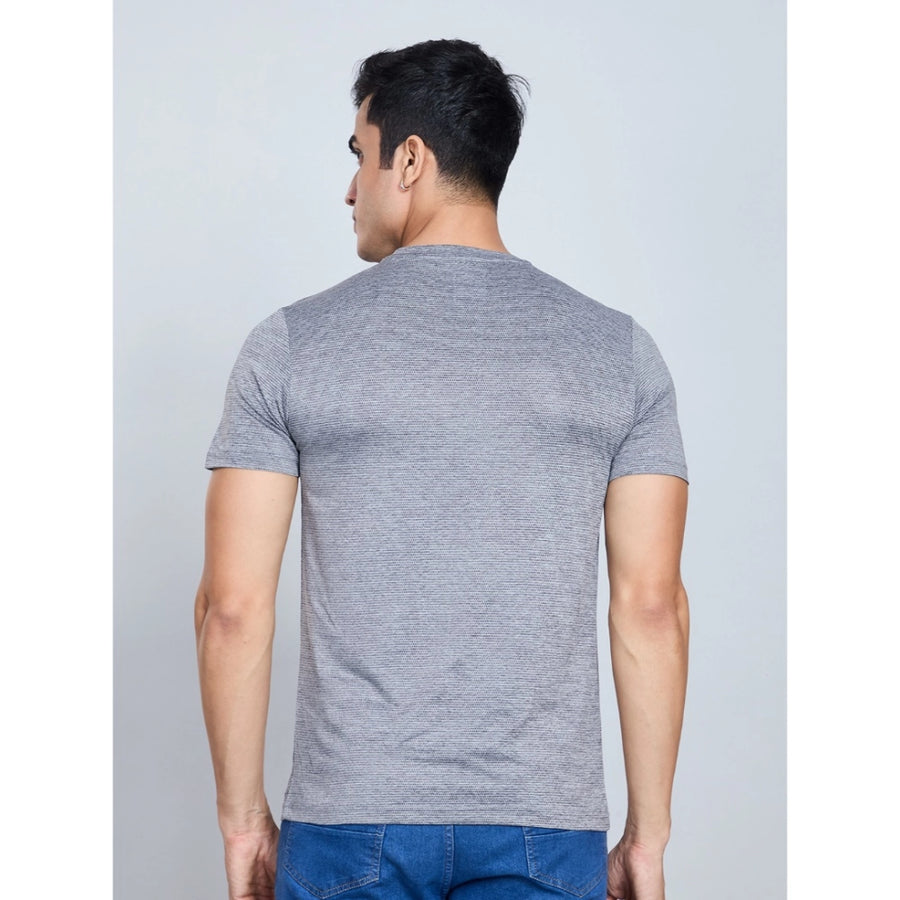 Black nylon casual t-shirt with half sleeves and round neck - men's solid style for everyday wear