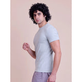 Men's Casual Cotton Solid Half Sleeve Round Neck T-Shirt (Grey)