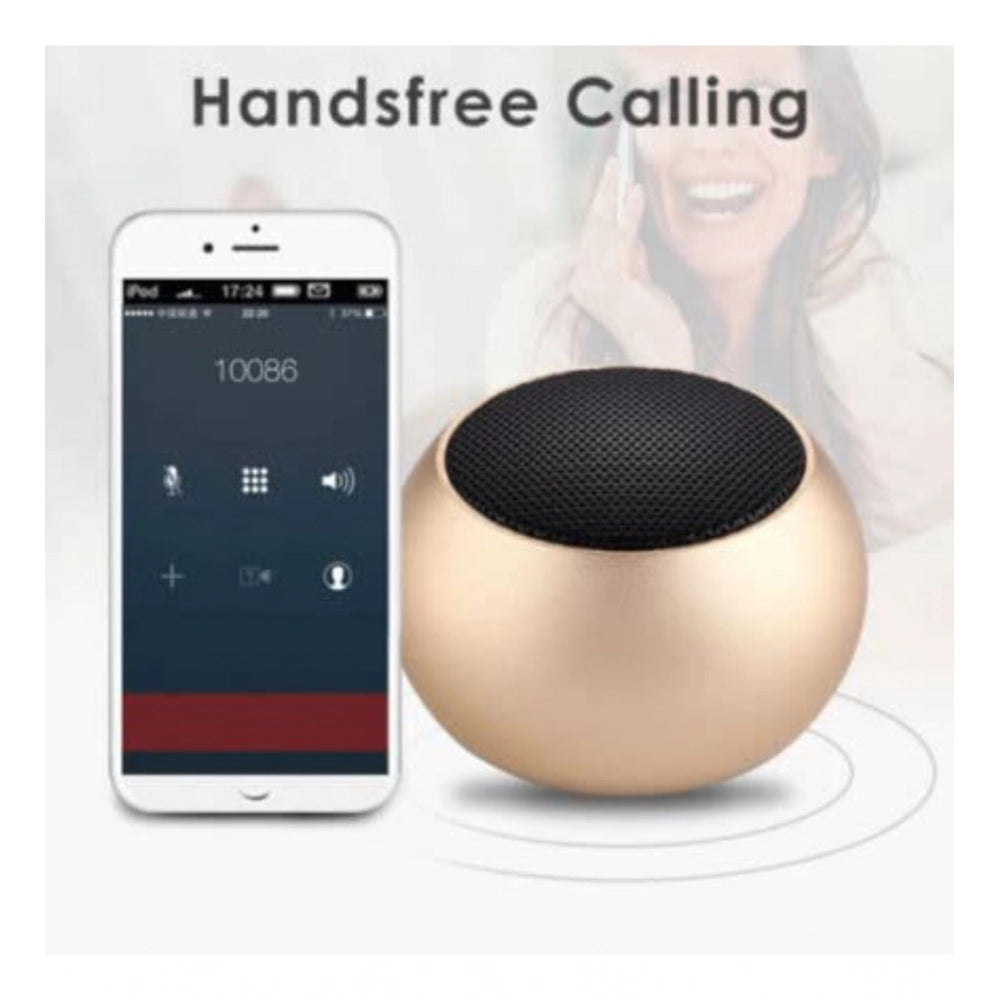 Wireless Bluetooth speaker with built-in microphone, mute button, and volume control