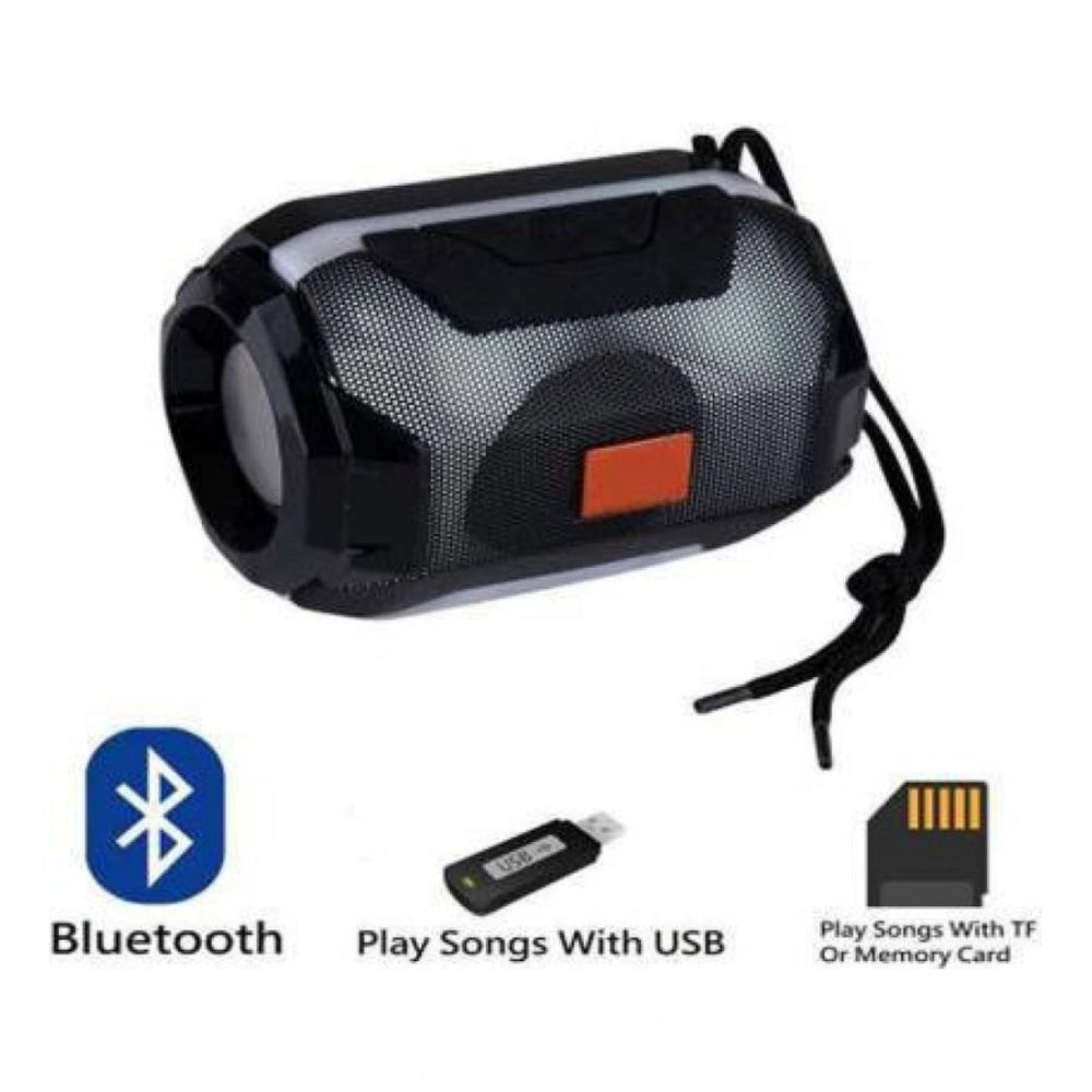 Black plastic wireless speaker with USB stick