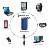 Bluetooth speaker with blue fabric exterior, rechargeable battery