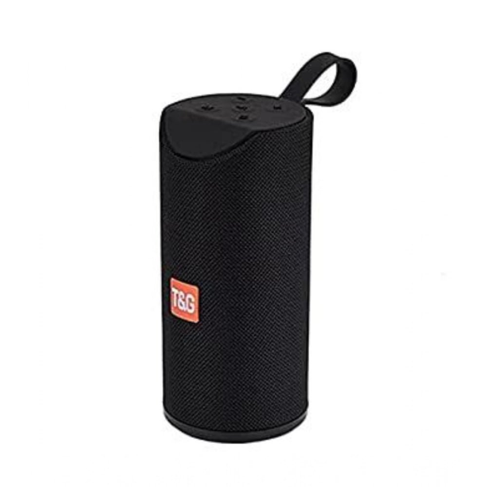 Portable black wireless TG113 Bluetooth speaker with rubberized exterior