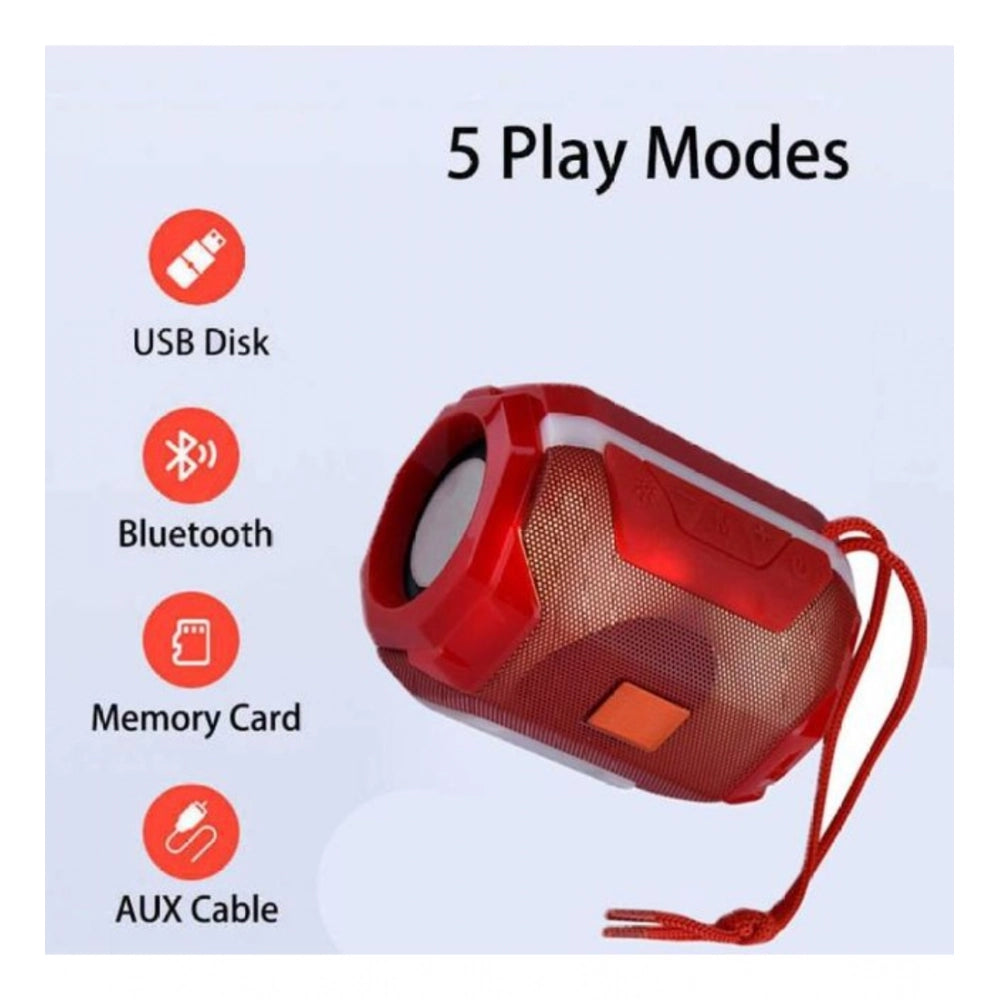 5 Play Modes - Red Portable Wireless Bluetooth Speaker with USB Disk, SD Card Slot, Aux Cable, Blue LED Indicator and Memory Card, Zippered Case for Travel