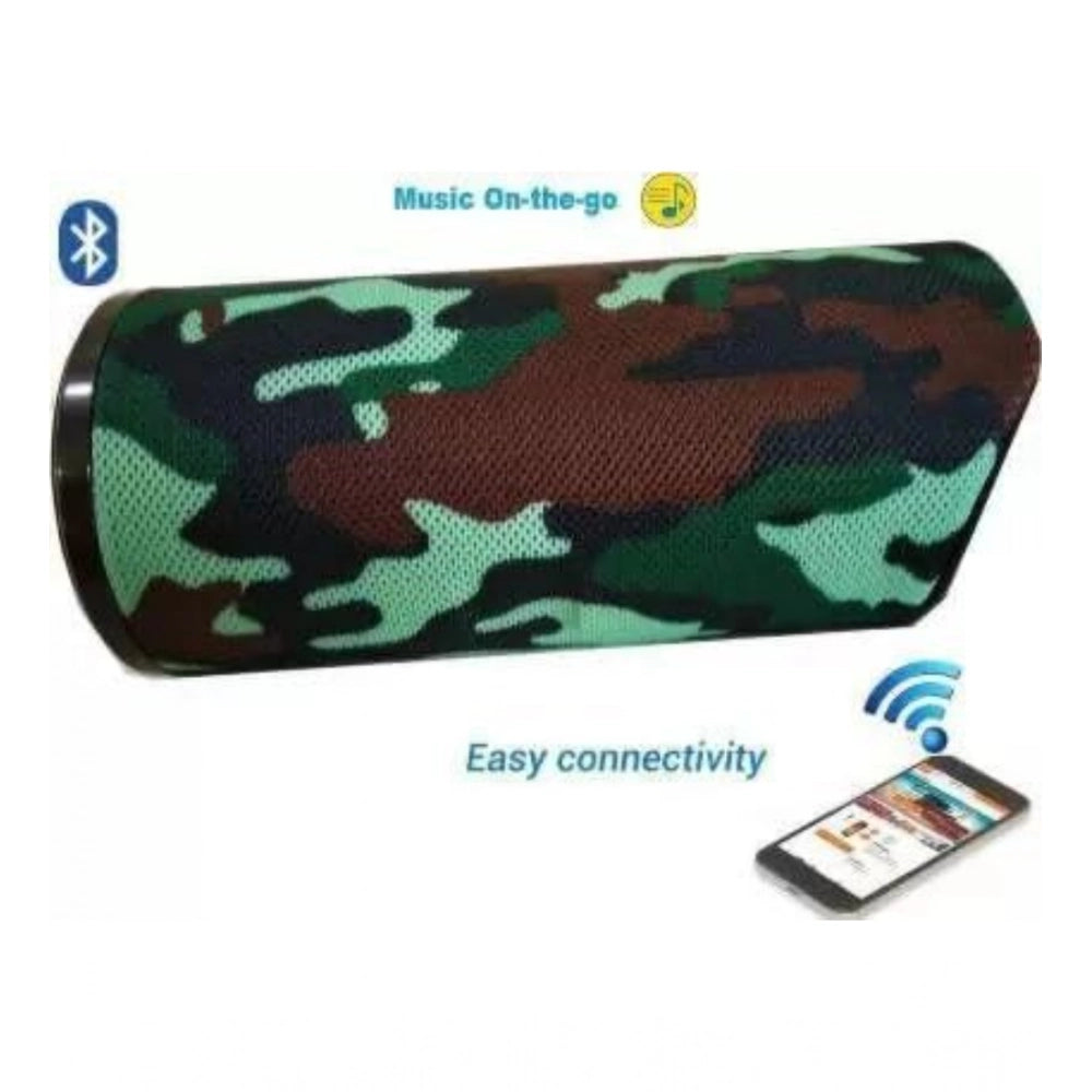 Fiji brand Bluetooth speaker with camouflage design, easy connectivity