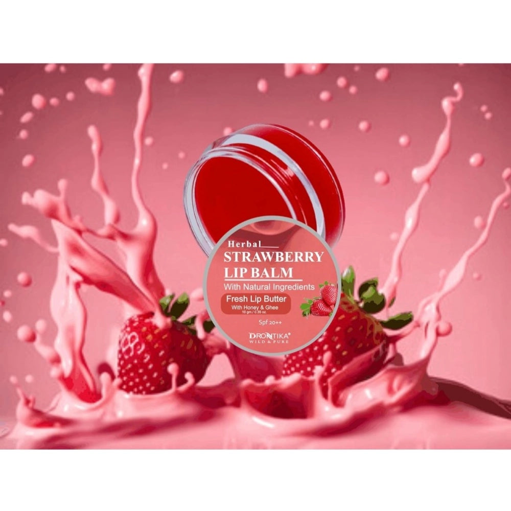 Natural cherry & strawberry flavored herbal lip balm pack (10gm each), ideal for dry skin types
