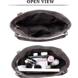 Grey PU leather large shoulder zipper handbag with adjustable sling strap