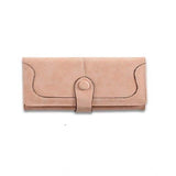 Khaki faux leather medium wallet, solid pattern, snap button closure