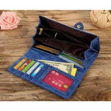 Dark blue faux leather medium wallet with snap button closure, ideal for everyday use
