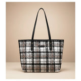 White woolen medium shoulder zipper handbag with two handle straps and fix sling strap