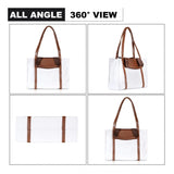 White canvas medium satchel handbag with two handle straps and fix sling strap