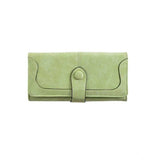 Green faux leather medium snap button wallet, perfect for everyday use