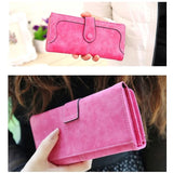 Pink faux leather medium snap button wallet, solid design for women's accessories