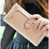 Khaki faux leather medium wallet with snap button closure, solid design for women's accessories