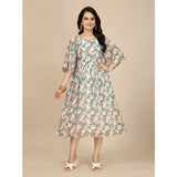 Pink georgette round neck short sleeve dress