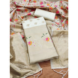 White Banarasi Silk printed unstitched salwar suit with dupatta (3m) on mannequin