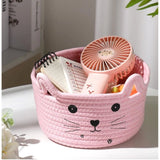 Cotton Small Cat With Face Basket Pack of 1 (Pink)
