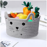 Cotton Small Cat With Face Basket Pack of 1 (Grey)