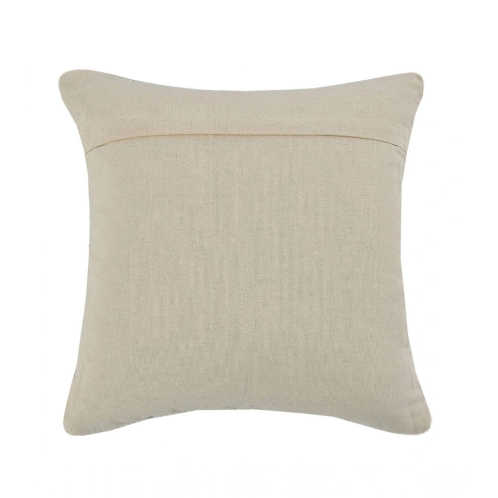 Grey cream cotton diamond pit loom boho couch cushion cover set, 16x16 inches pack of 2 on display