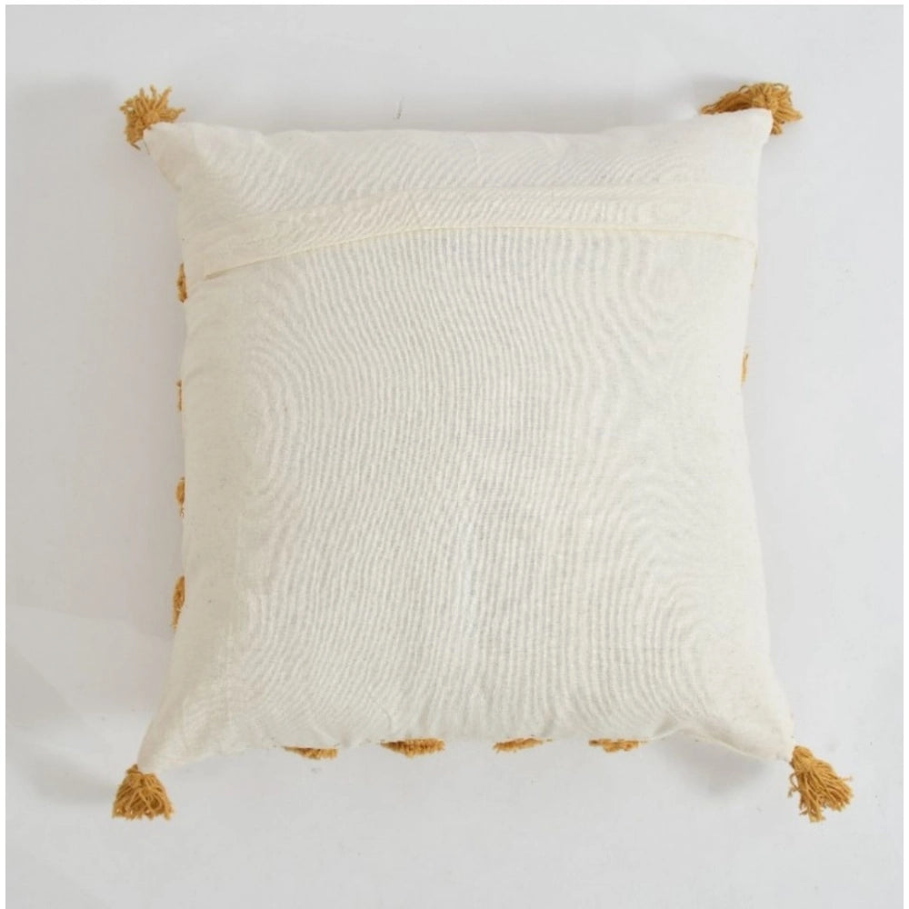 Yellow cotton diamond tufted sofa pillow cover set, 2 pack (16x16 inches) for living room use