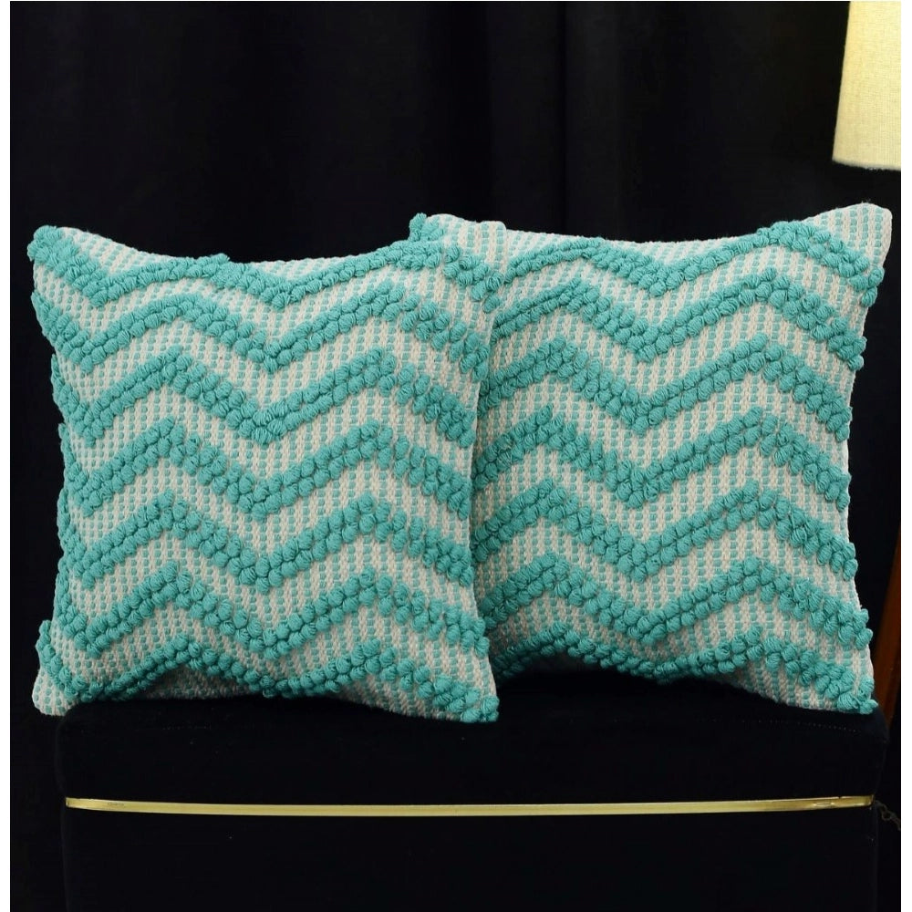 Sea green cotton pit loom cushion covers (pack of 2) - boho chic for your couch