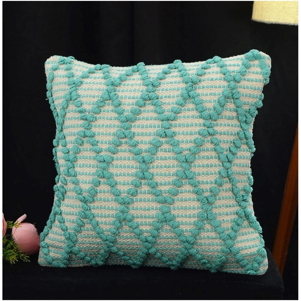 Sea green cotton pit loom cushion cover set, boho chic for couch decor