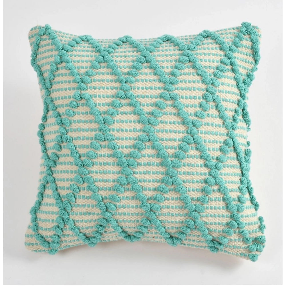 Sea green cotton pit loom cushion cover set for boho-chic couch, pack of 2