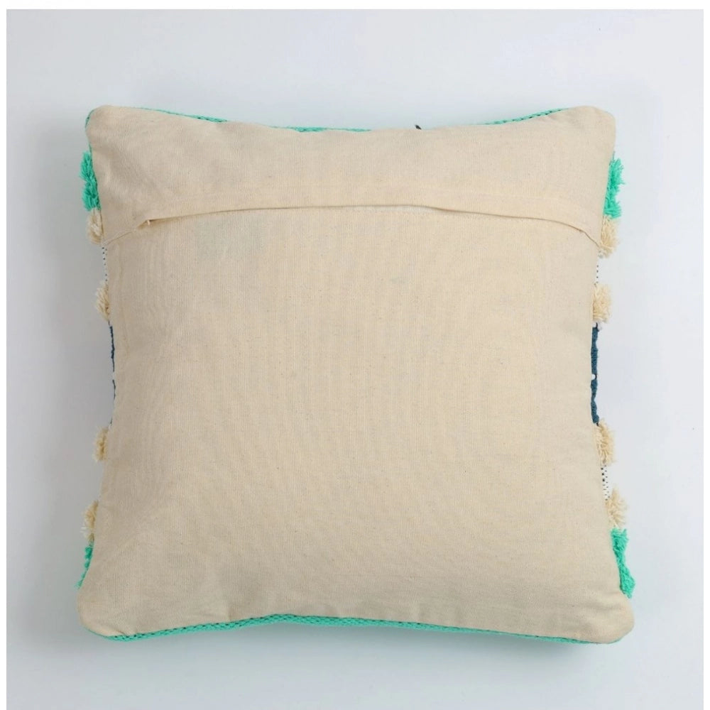 Handcrafted green-cream striped cotton cushion cover pack, boho chic for cozy seating area
