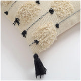 Handcrafted black cotton pit loom cushion cover pack of 2, ideal for Bohemian couch decor
