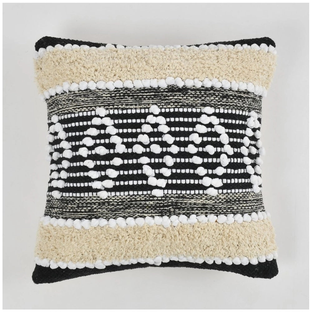 Black cream pit loom cotton diamond cushion cover pack of 2 for bohemian style seating
