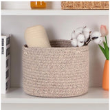 Cotton Round Small Storage Basket 9x7 Inch Pack of 1 (Brown)