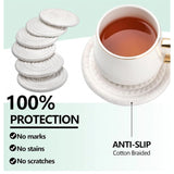 White cotton rope drink coasters set, multipurpose for tea and coffee, stylish mats for cups and mugs