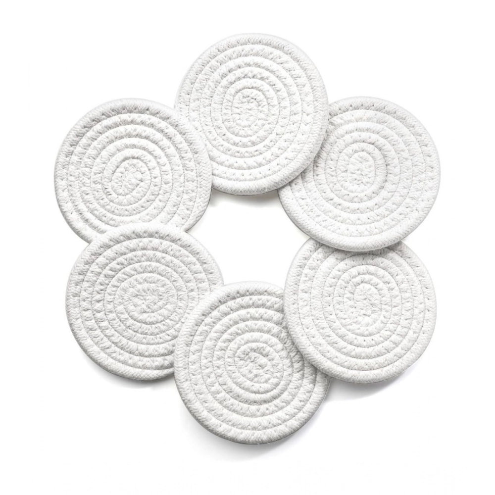 White cotton rope drink coaster set, multipurpose for tea and coffee mugs
