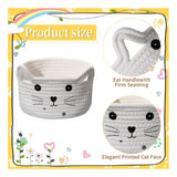 Cotton Small Cat With Face Basket Pack of 1 (White)