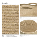Cotton Large Woven Storage Basket 11x11 Inch Pack of 1 (Beige)