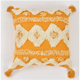 Yellow-white cotton tufted sofa pillow cover pack of 2 for living room decor