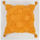 Yellow cotton tufted sofa pillow cover set (16x16 inch, pack of 2)