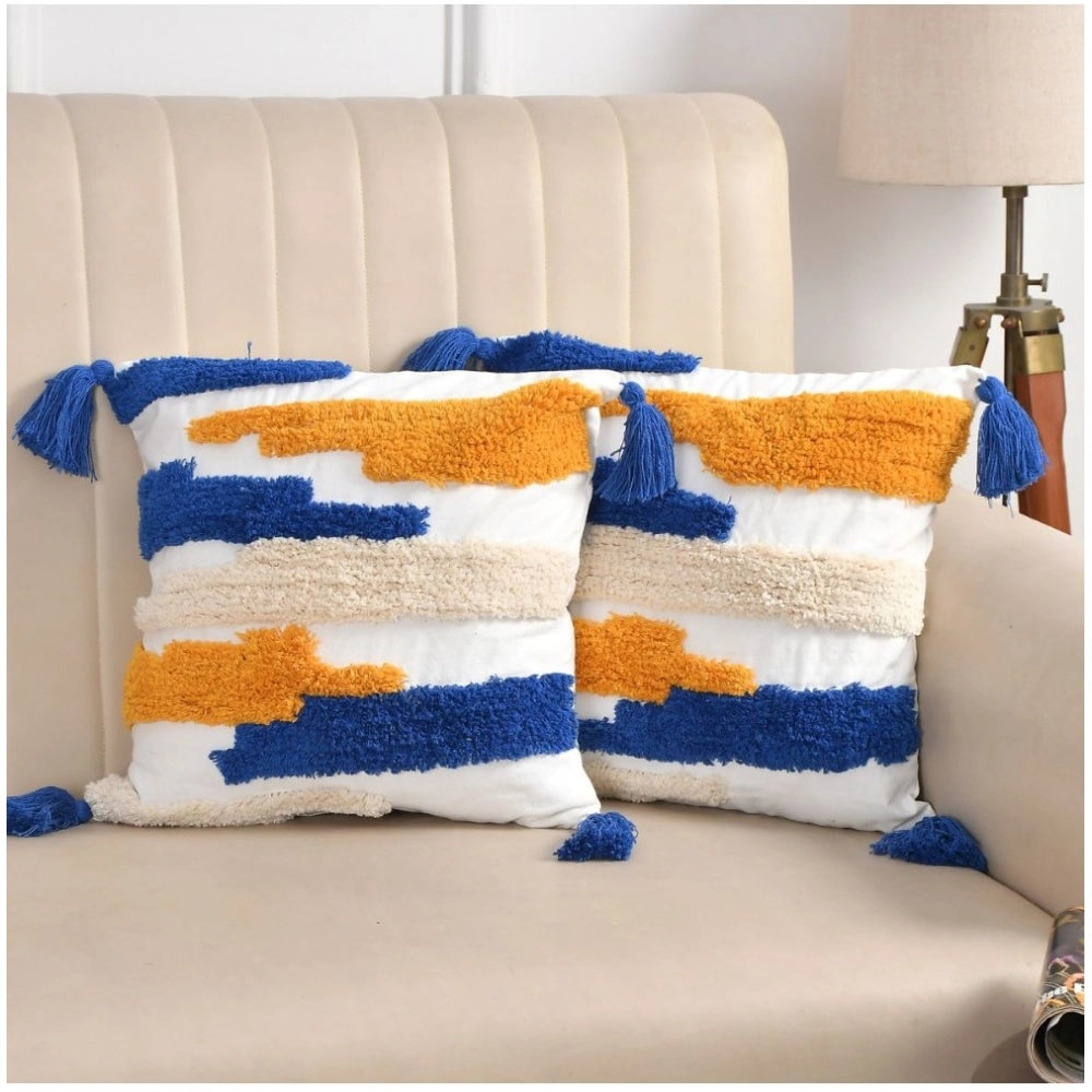 Cotton tufted sofa pillow cover pack of 2, CutSatal color, multipurpose for living room use