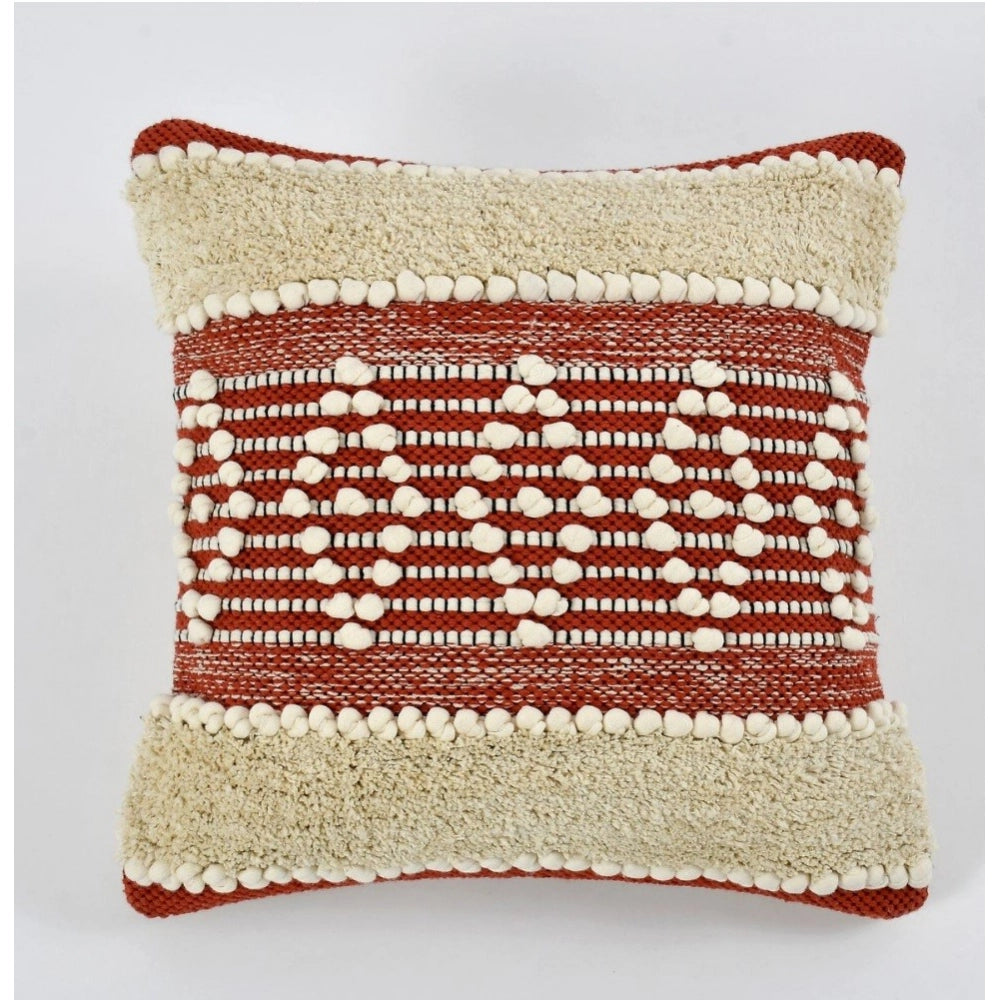 Handcrafted red-cream cotton cushion covers, pack of 2 for boho couch decor
