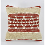 Handcrafted red-cream cotton cushion covers, pack of 2 for boho couch decor