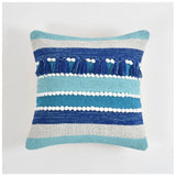 Handcrafted blue cotton pit loom cushion cover set, 2 pack for boho chic couch decor