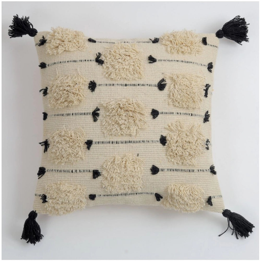 Handcrafted black cotton cushion covers (16x16 inch set of 2), perfect for boho-style couches