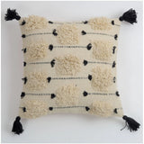 Handcrafted black cotton cushion covers (16x16 inch set of 2), perfect for boho-style couches